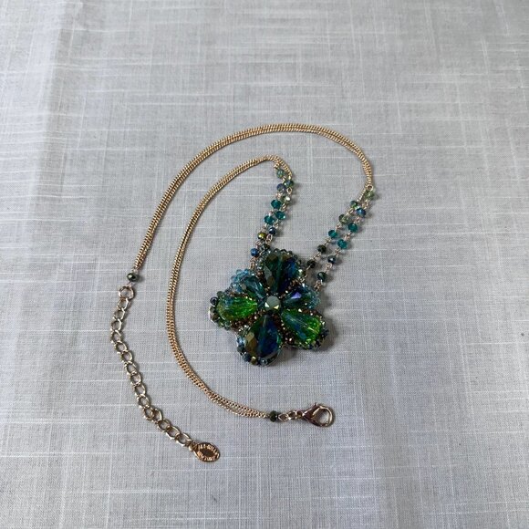 Vintage Ali Khan 80s Designer Sparkly Green Necklace - Picture 15 of 15